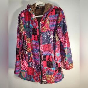 Janice 70% Cotton Blend Fully Lined Colorful Patchwork Women's Jacket Sz L